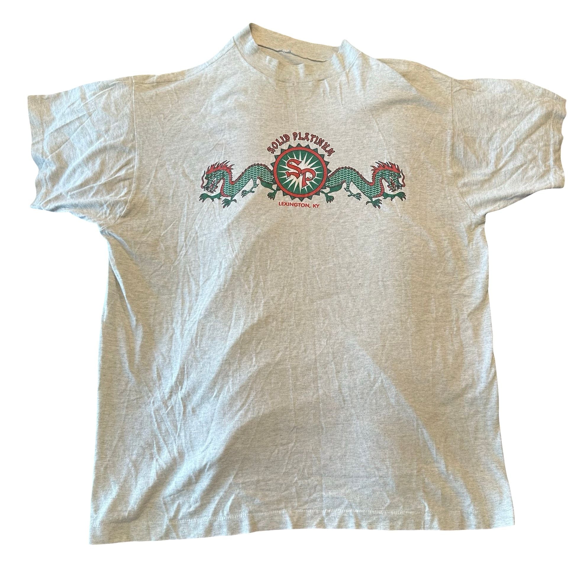 Vintage 90s Solid Platinum Lexington Ky Dragon Graphic Tee Xl Single Stitch